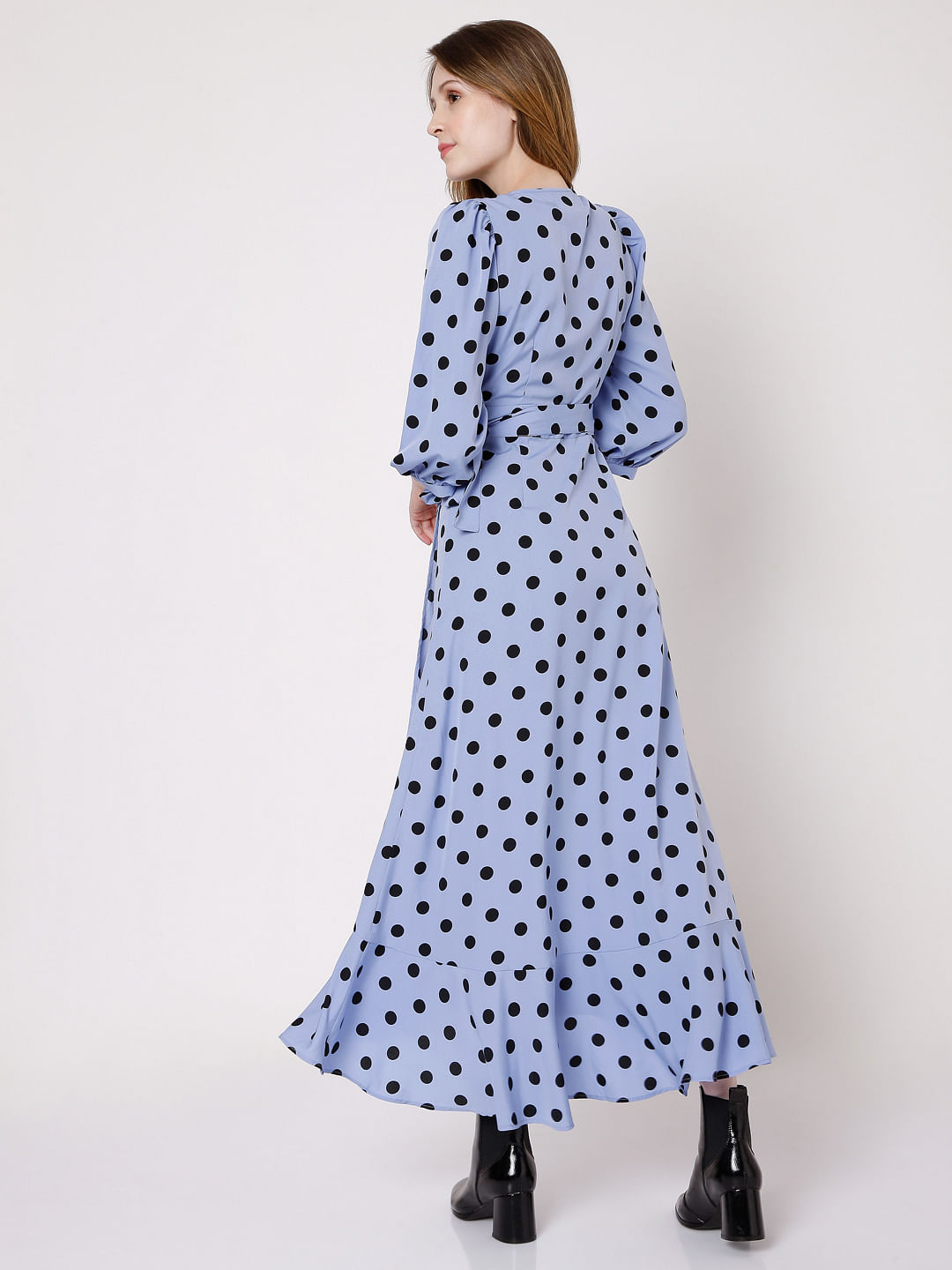 dress with polka dot sleeves