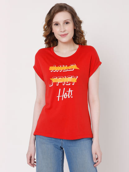 Red Graphic Print T-shirt