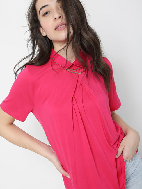 Pink Collared Top