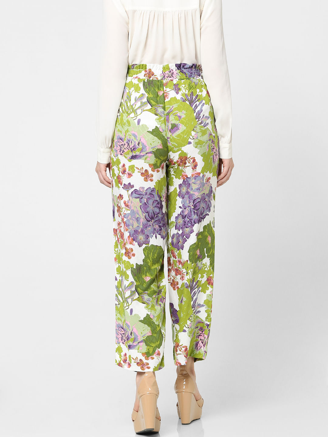 Black Floral High Waist Wide Leg Trousers | New Look
