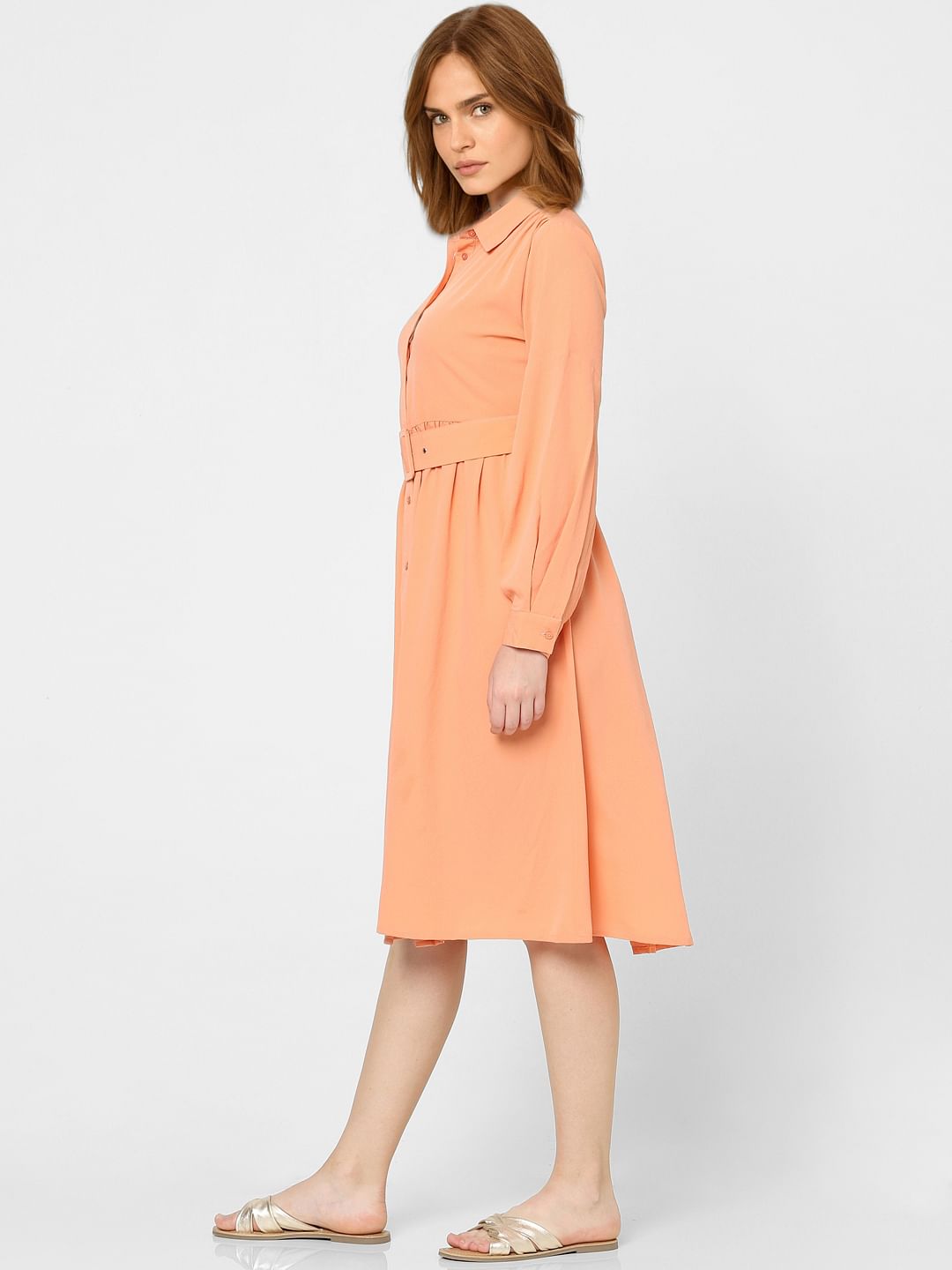 Peach flare outlet dress