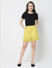 Yellow Schiffli Shorts