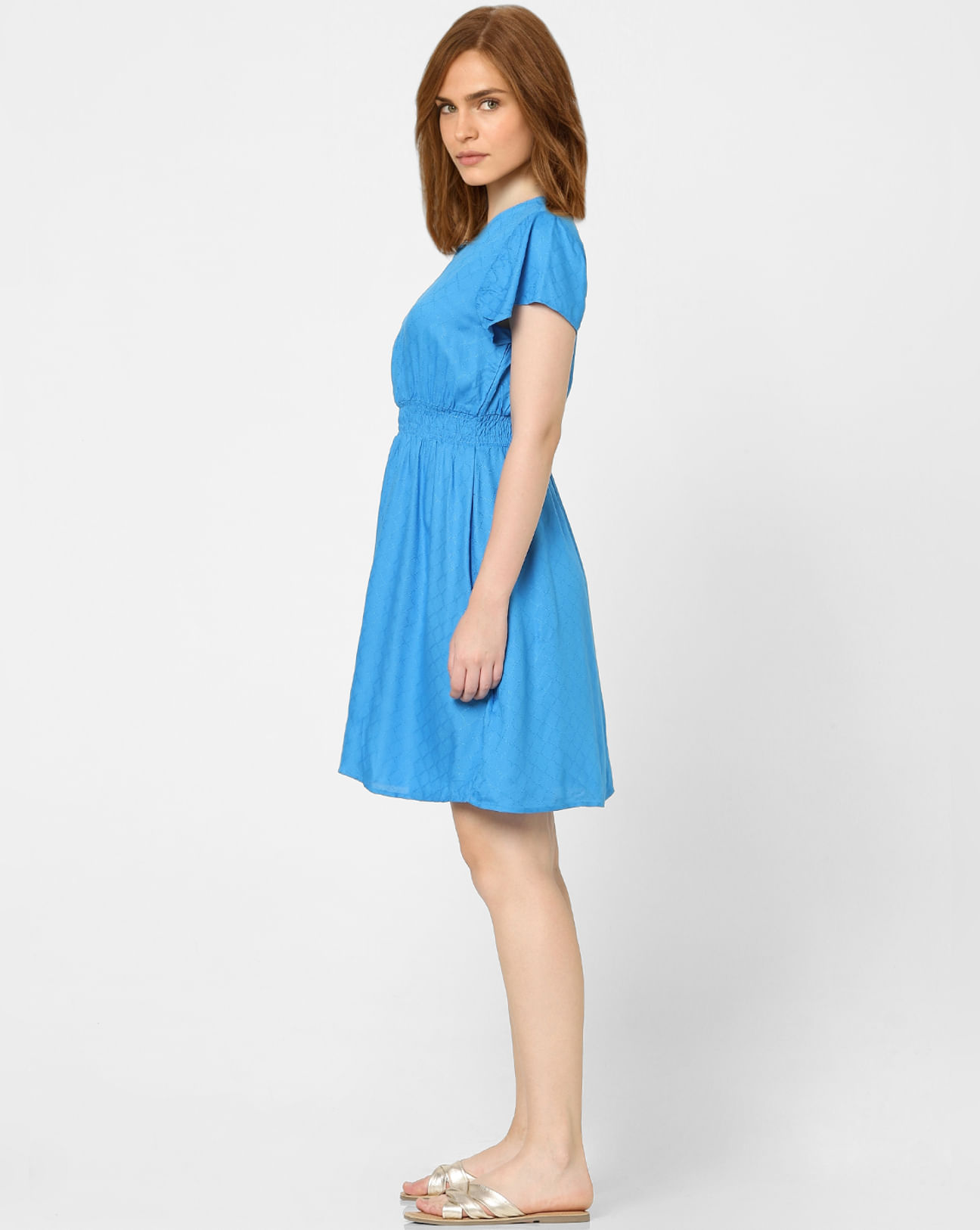 Blue Fit & Flare Dress