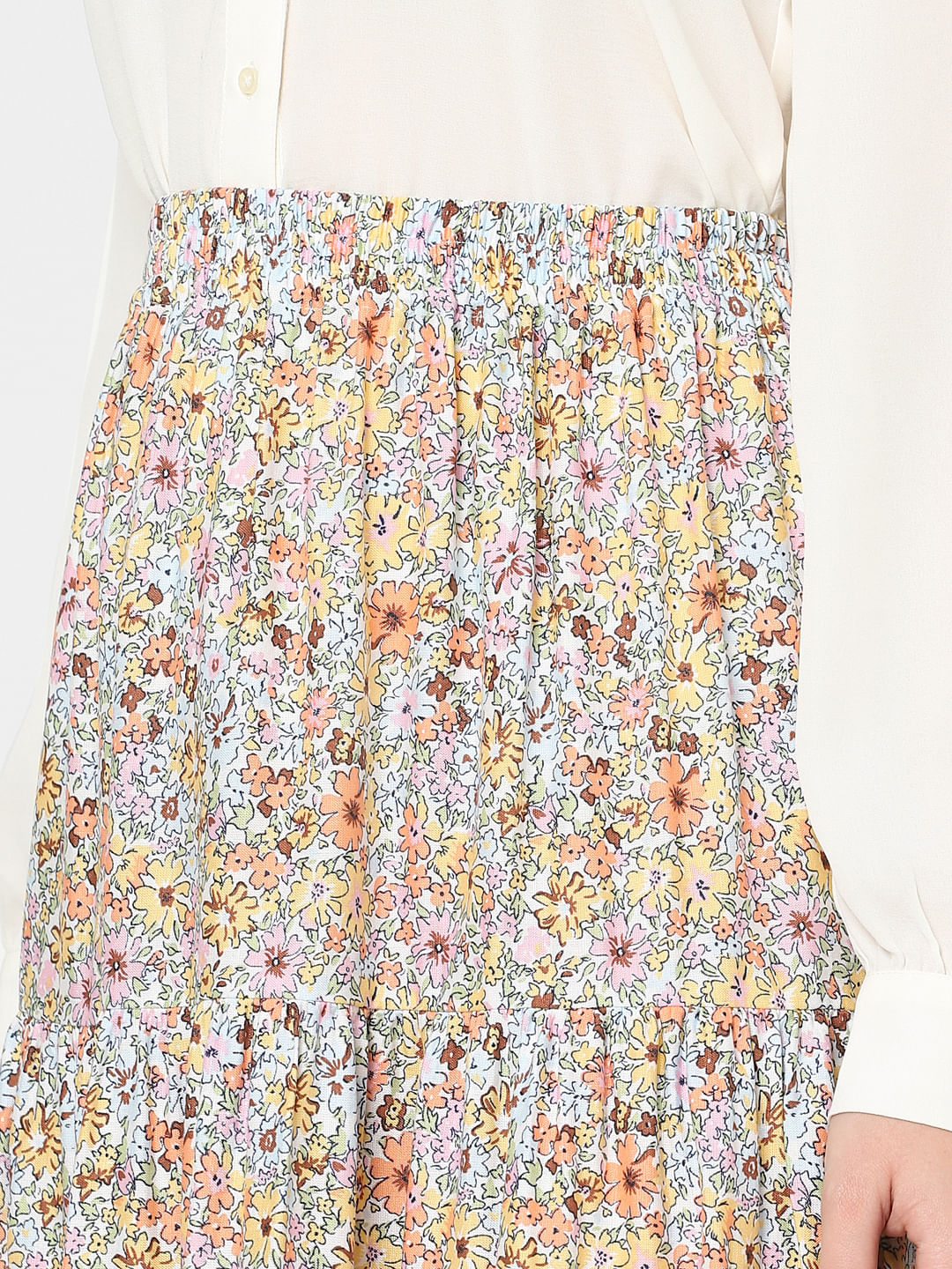 Floral Tiered Skirt  Apricot Clothing