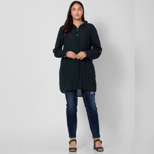 Green Check Print Tunic