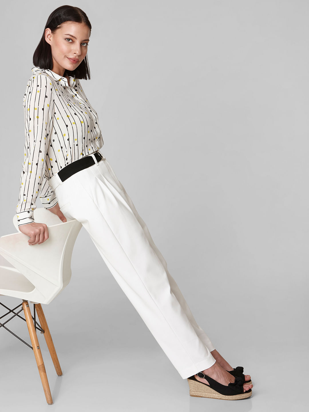 white slim fit trousers for ladies