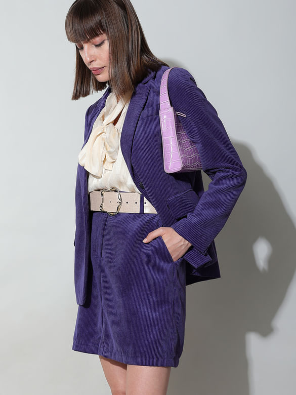 Purple High Rise Corduroy Skirt