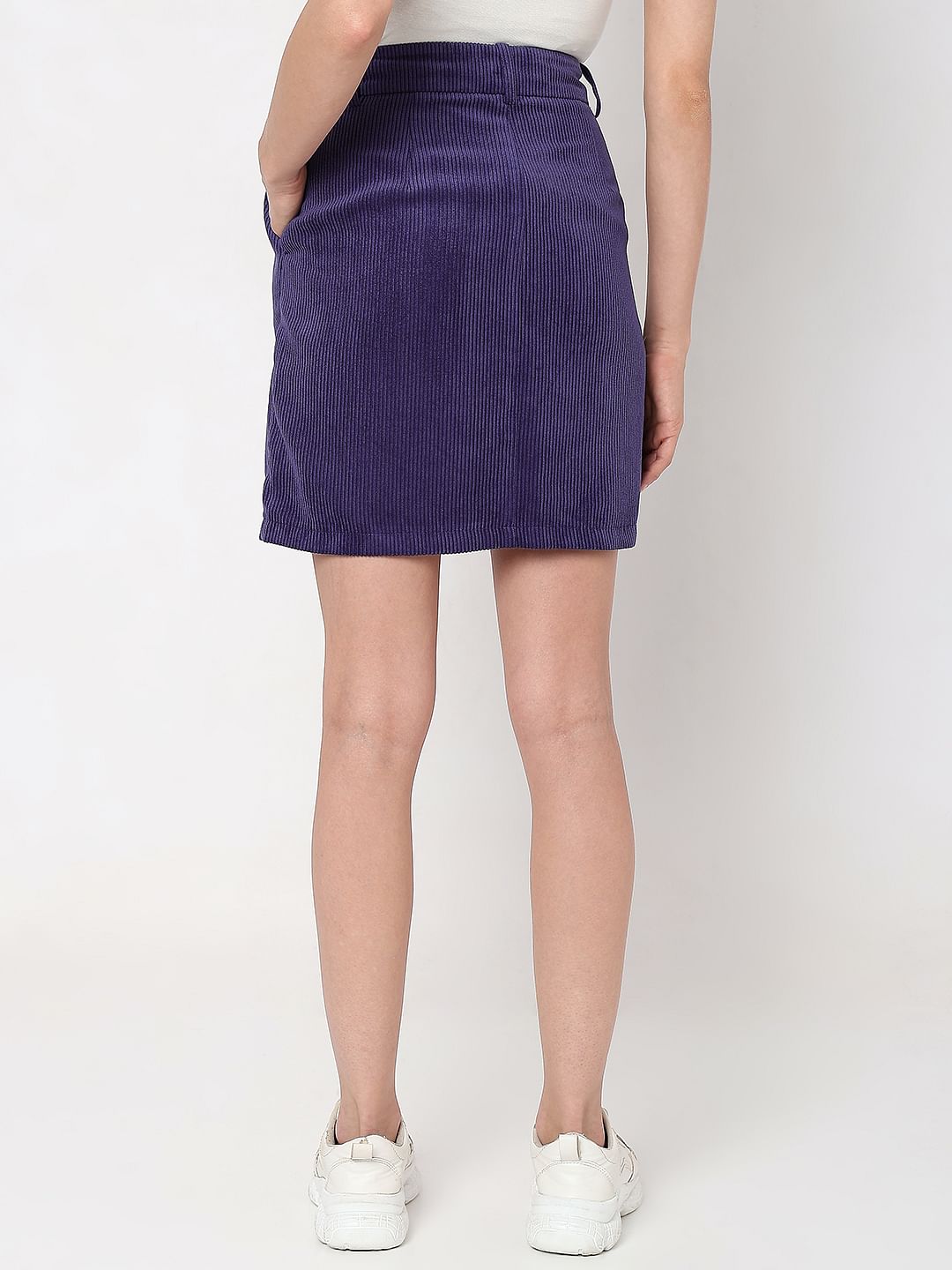 Purple High Rise Corduroy Skirt