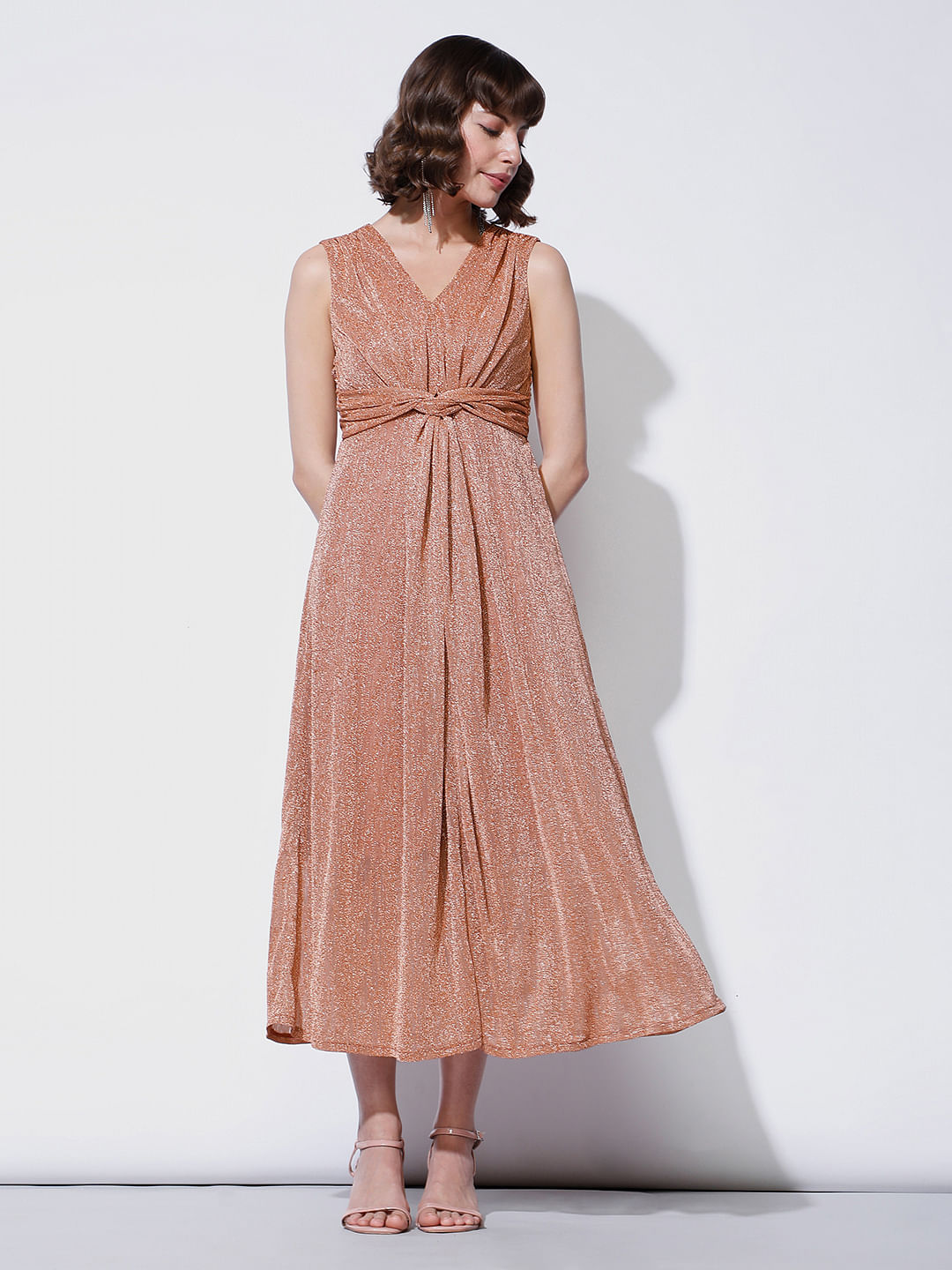 Buy Vero Moda Women Knee Length A-Line Dress 10235342_Turf  Green_Medium_Turf_M at Amazon.in