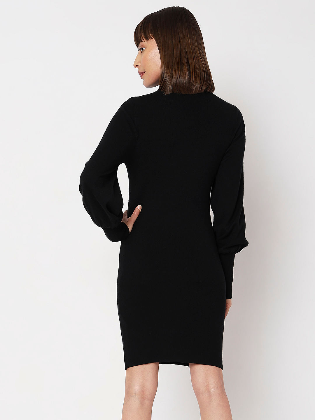 Black One Shoulder Long Sleeve Bodycon Dress | PrettyLittleThing USA