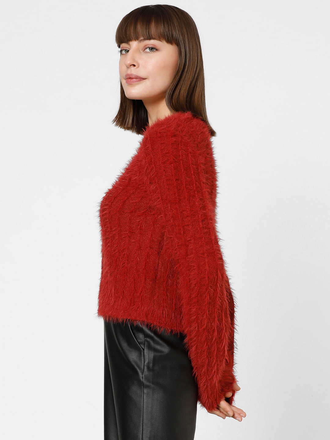 Red fluffy sale sweater