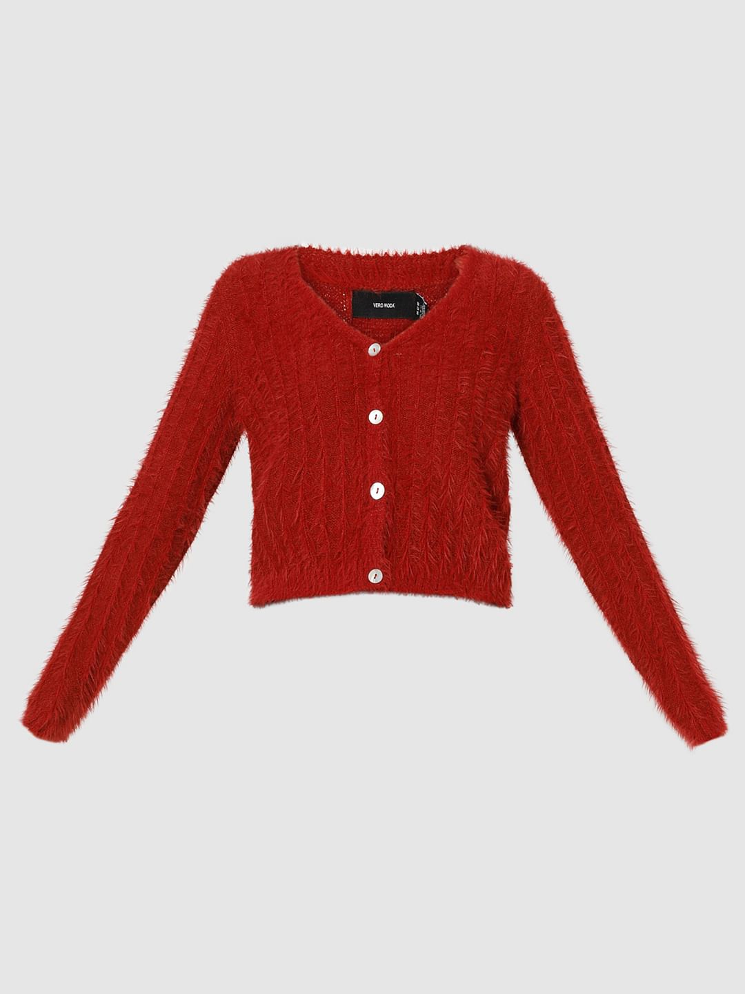 Red hot sale fitted cardigan