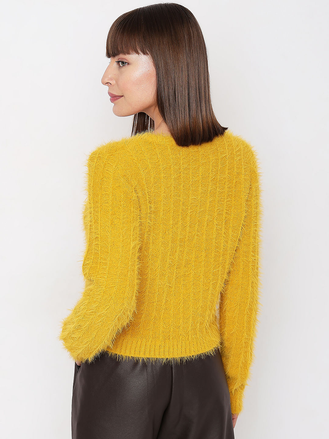 Yellow sales fluffy sweater