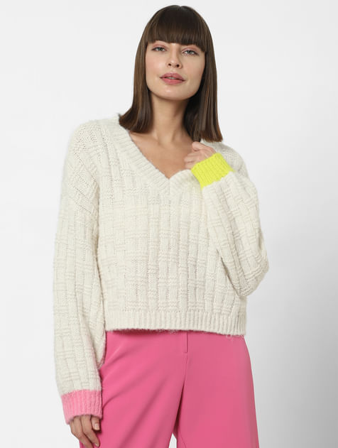 Off-White Ribbed Textured Pullover
