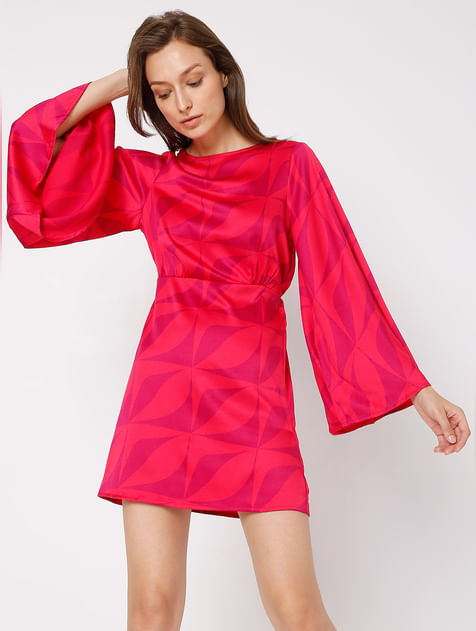 Red Abstract Print Mini Dress
