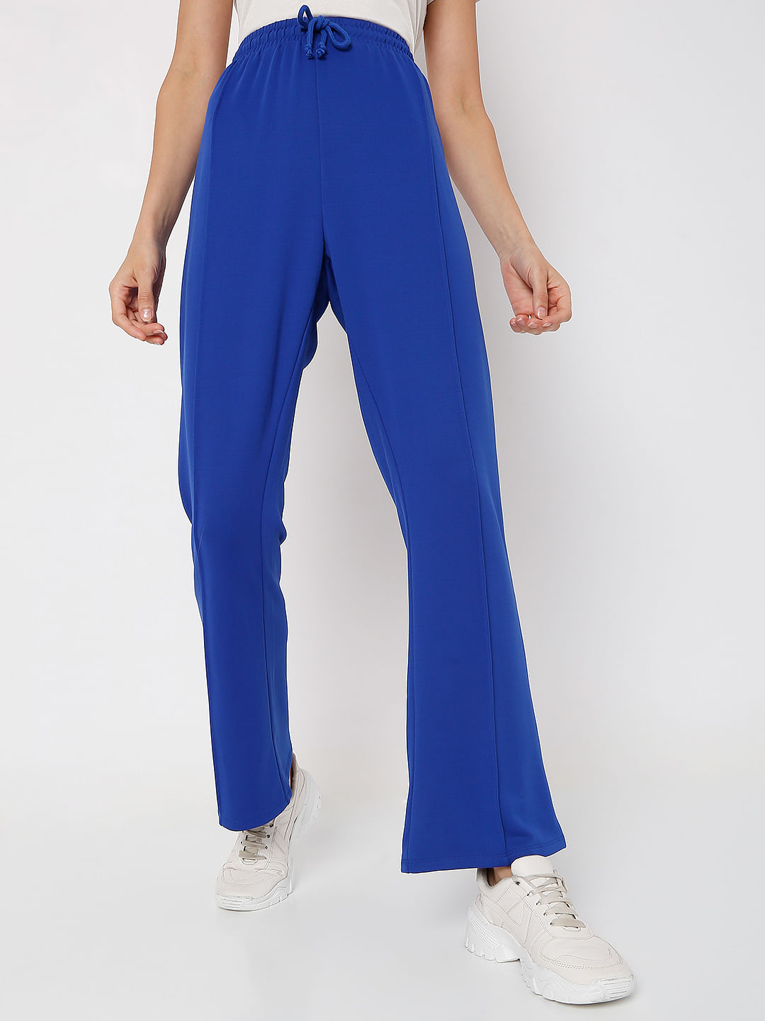 Lotus & Luna: Wide Leg Cotton Pants With Pockets - Cobalt | Makk Fashions