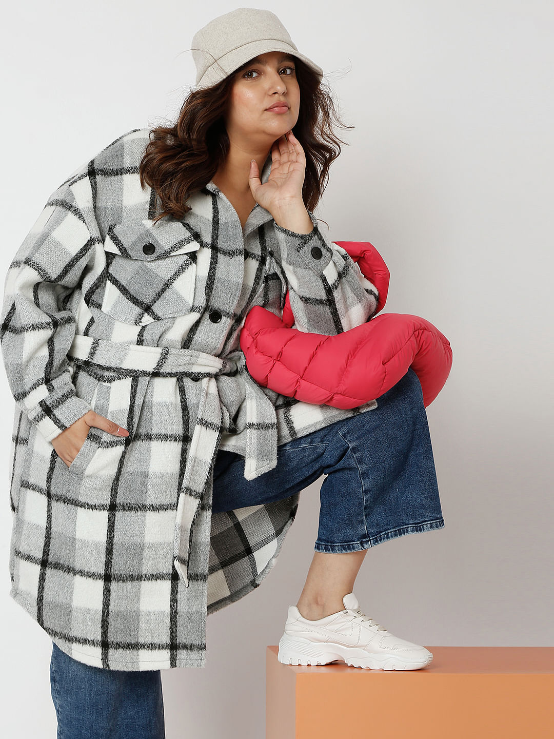 Vero moda check on sale coat