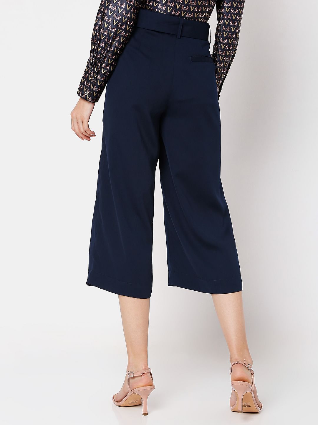 Navy Blue High Rise Culottes