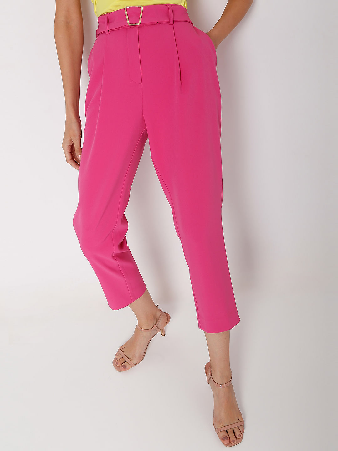 Magre Trousers and Pants  Buy Magre Fuschia Pink Papper Bag Pants Online   Nykaa Fashion