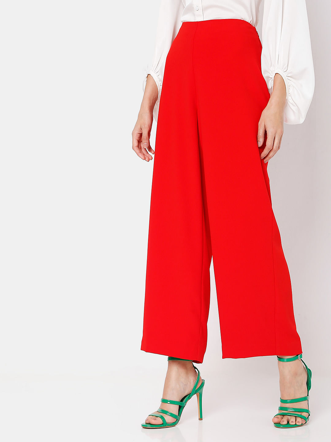 Missguided  High Waist Wide Leg Trousers Red  Red wide leg pants Red  trousers outfit Red pants outfit