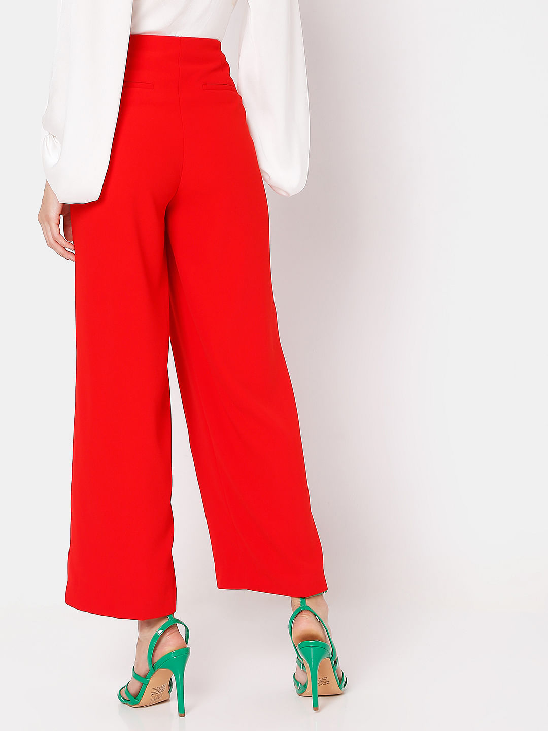 Buy W Women Coral Red Palazzo Trousers - Trousers for Women 700981 | Myntra