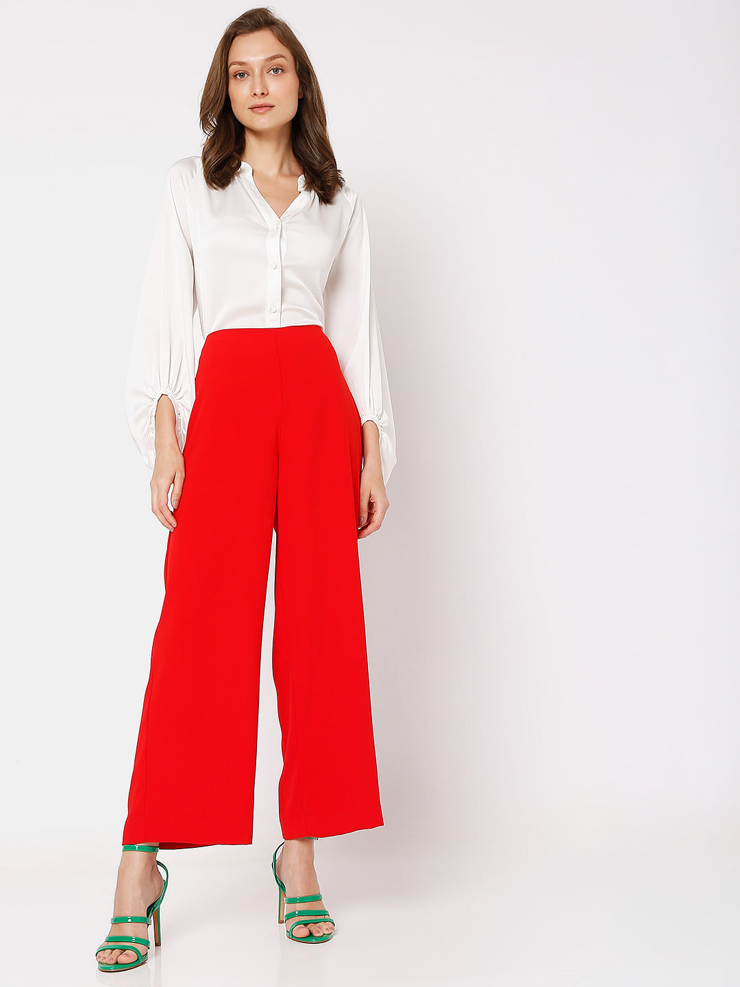 FABNEST Sets  Buy Fabnest Women Handloom Red And White Check Cropped Top  And Palazzo Pant Set of 2 Online  Nykaa Fashion