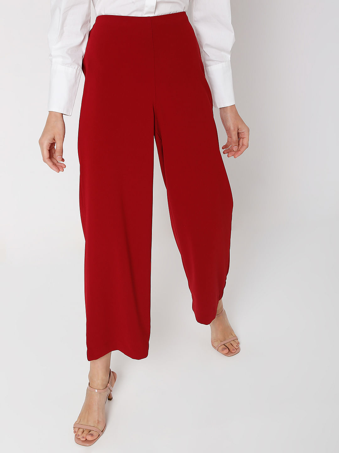 Buy LOV By Westside Red Wide-Leg Pants for Online @ Tata CLiQ