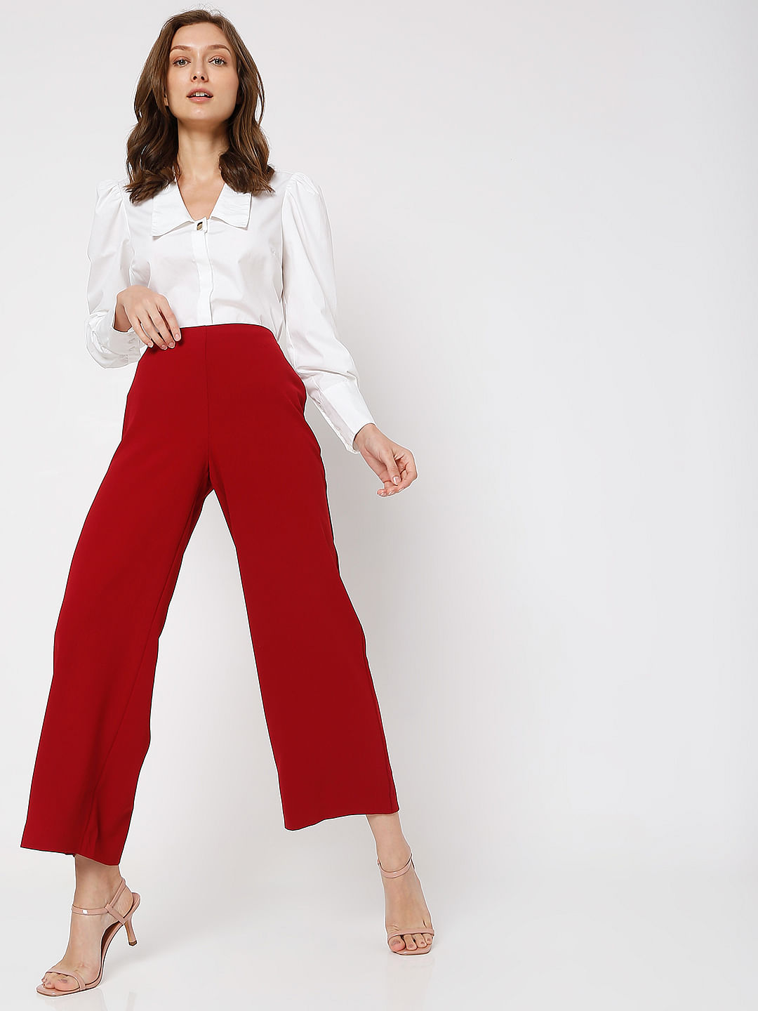 Buy Fablestreet Maroon Regular Fit Wide Leg Pants for Women Online  Tata  CLiQ
