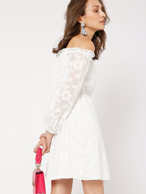 White Floral Off-Shoulder Dress
