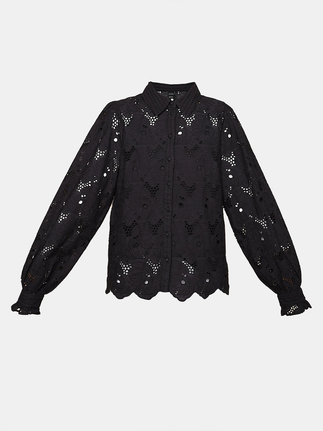 Black Lace Sleeves Shirt